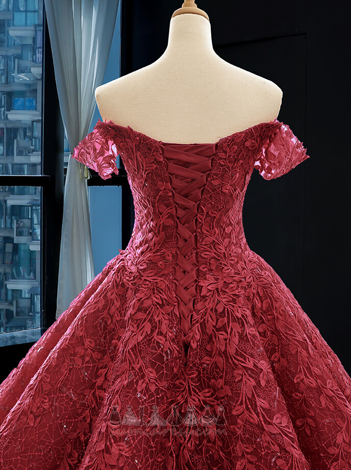 Peties Gamtos juosmens Valyti geležinkelio Apribota rankovėmis Nėriniai Quinceanera suknelė