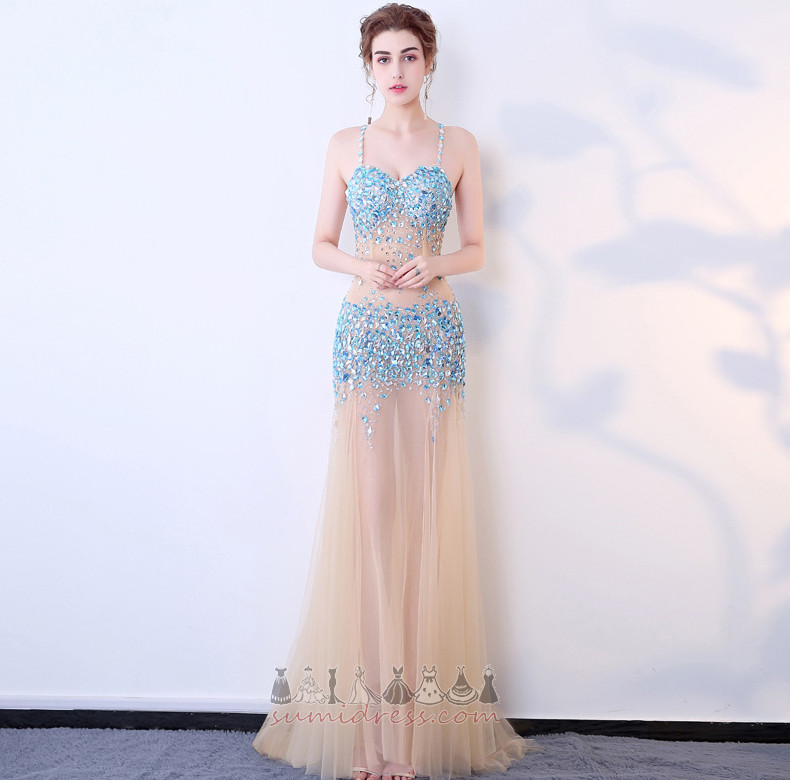 Petite Spring Tulle Jewel Bodice Zipper Up See Through Prom Dress