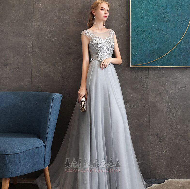 plačiu kaklu Berankovis Nėriniai-up Grindų ilgis Elegantiškas Linija Vakarinės suknelė