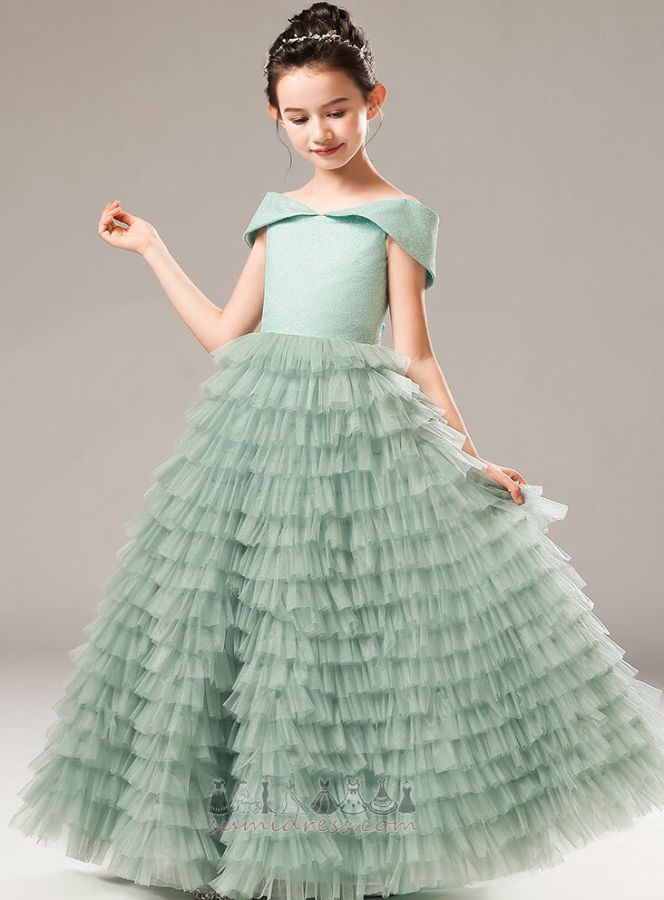 Платье девушки цветка атласная крышками рукава повязка средний Длина лодыжки С плеча