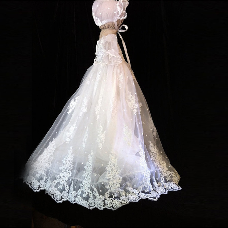 Платье девушки цветка Принцесса драгоценность фонарь кружево Короткие рукава Природные Талия