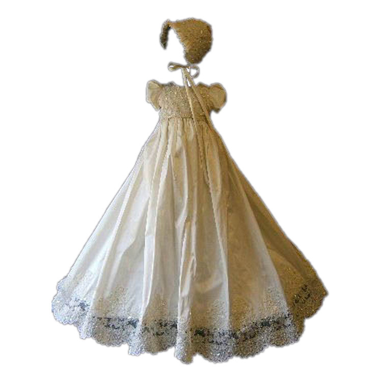 Платье девушки цветка Принцесса Короткие рукава кружево Природные Талия фонарь Высокий покрыты