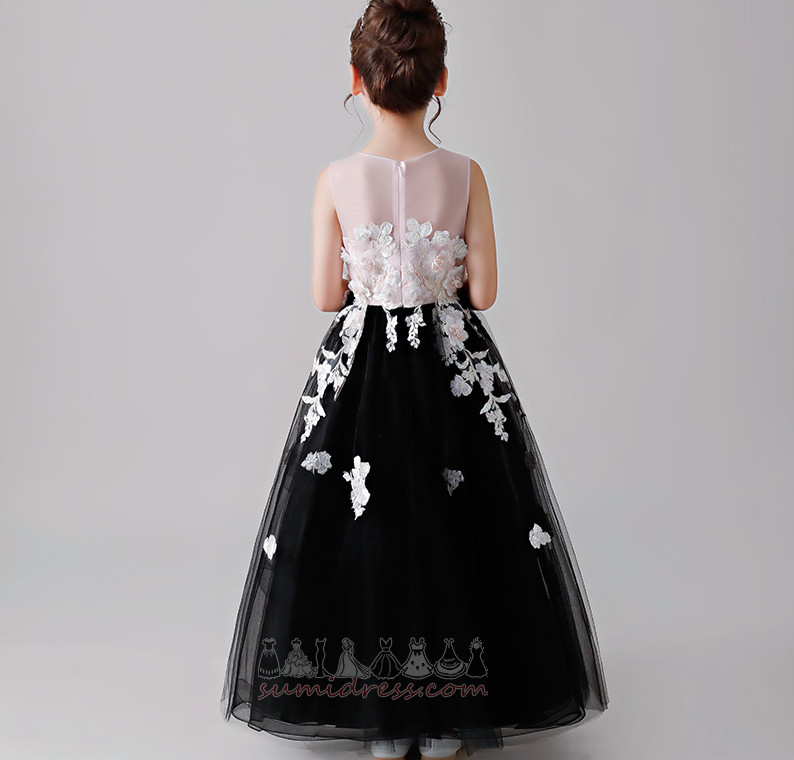 Платье девушки цветка тюль Без рукавов драгоценность Show / Performance Цветы Природные Талия