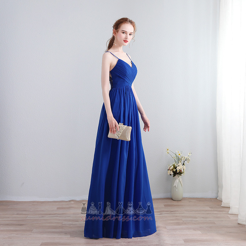 Платье фрейлина плиссированный Лиф A-линия без спинки средний элегантный V-образным вырезом