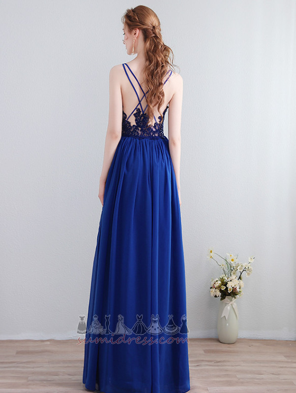 Платье фрейлина плиссированный Лиф A-линия без спинки средний элегантный V-образным вырезом