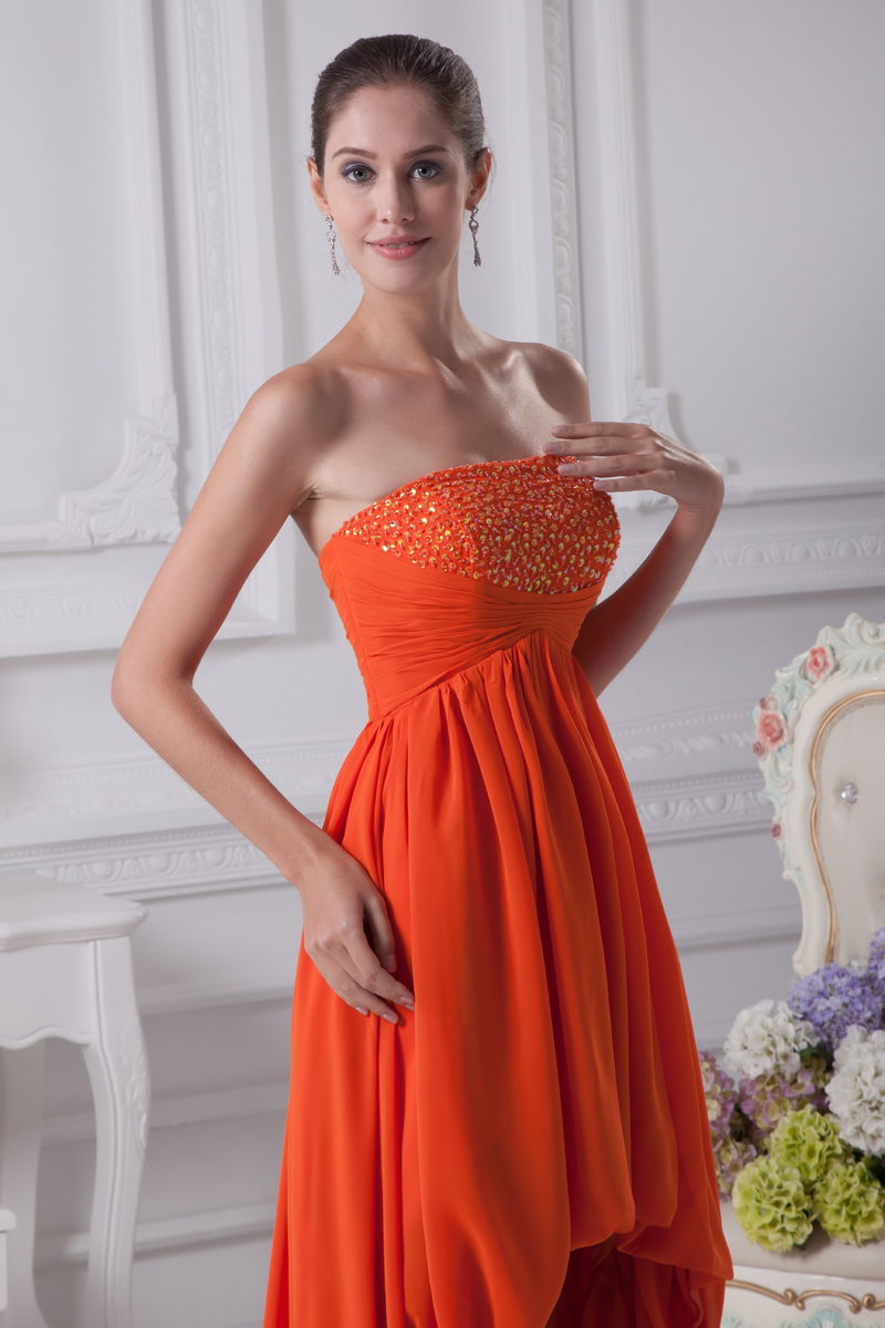 Pleated banquet Backless Hemline Asymmetrical Empire Elegant Prom Dress