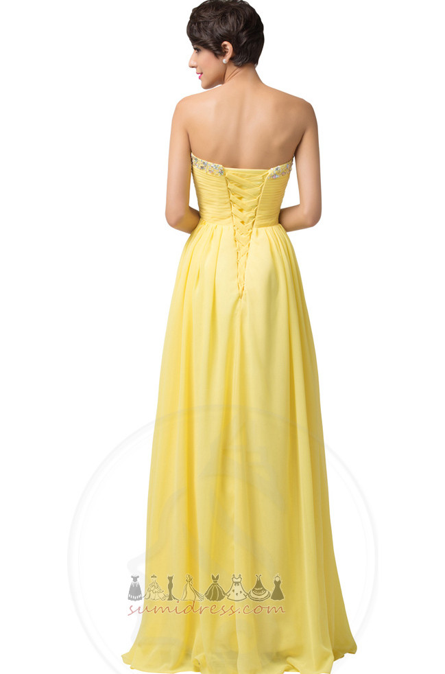 Pleated Bodice A-Line Sleeveless Floor Length String Chiffon Party Dress