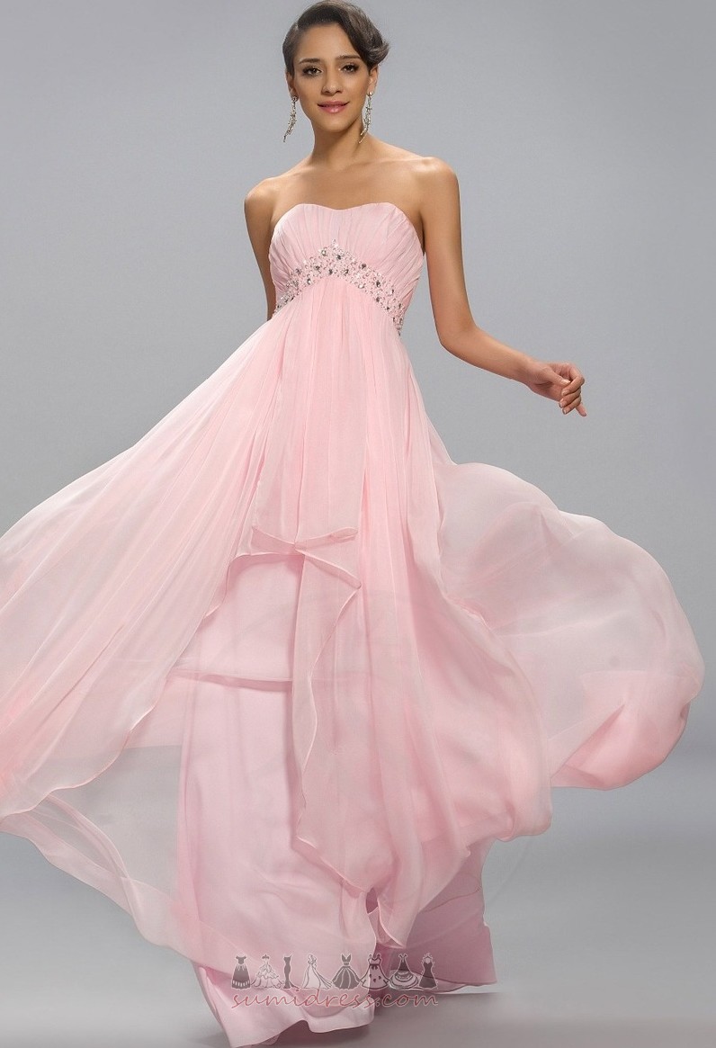 Pleated Bodice Applique Chiffon Natural Waist Backless Strapless Party Dress