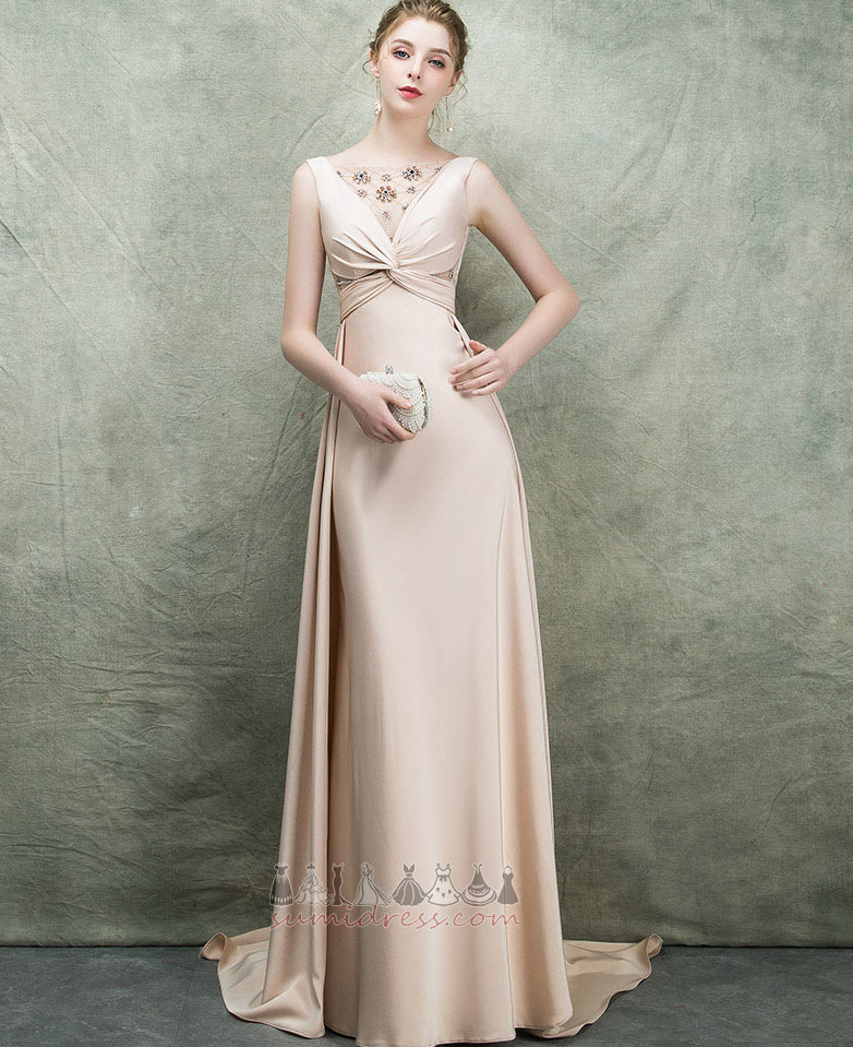 Pleated Bodice Sleeveless Elegant Bateau Spring Natural Waist Evening gown