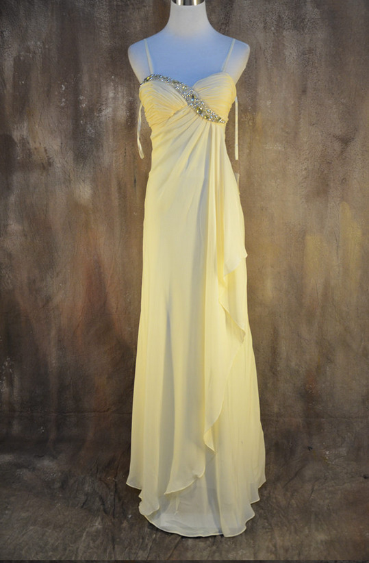 Pleated Empire Waist Chiffon Empire Summer Floor Length Bridesmaid Dress