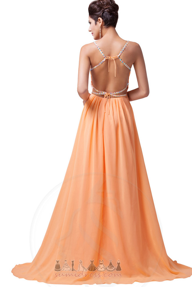 Pleated Spaghetti Straps A-Line Party Natural Waist Backless Party Dress