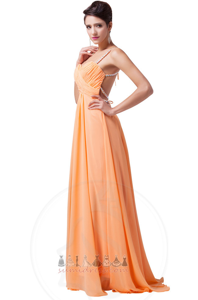 Pleated Spaghetti Straps A-Line Party Natural Waist Backless Party Dress