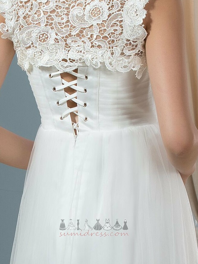 Плюс размер Есен Спагети презрамки Къси ръкави метене влак Дължина на пода сватбена рокля