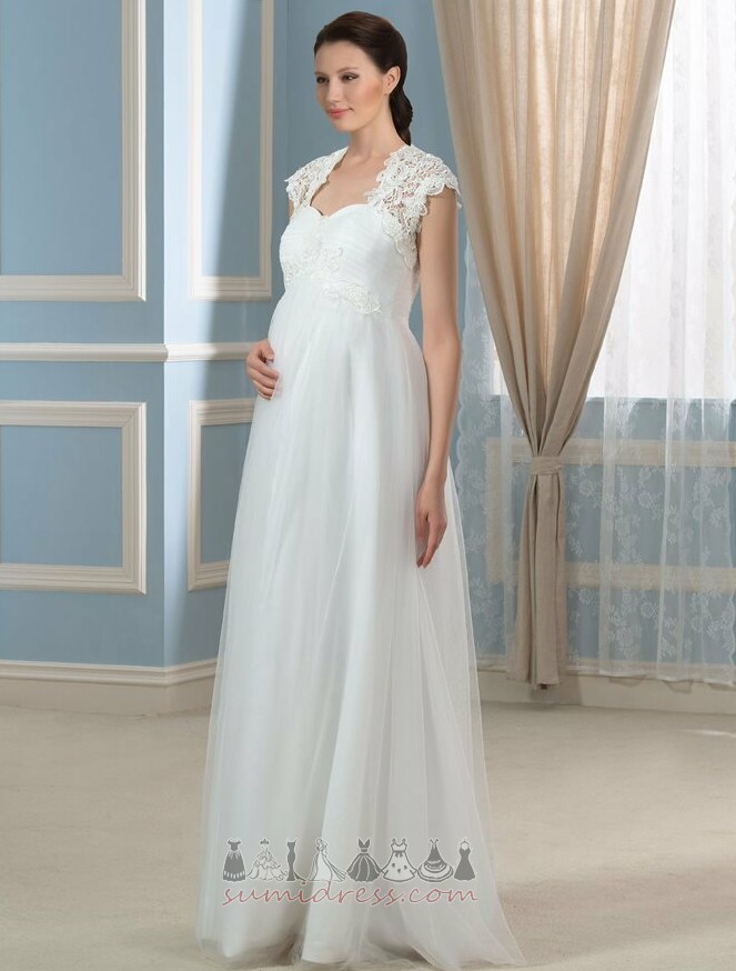 Плюс размер Есен Спагети презрамки Къси ръкави метене влак Дължина на пода сватбена рокля