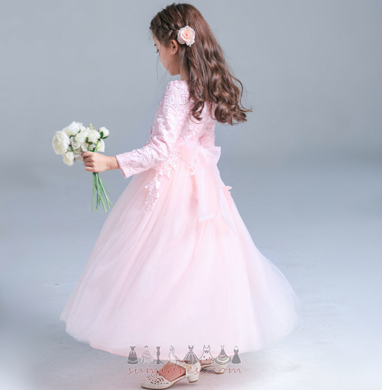 Póló Természetes derék Boka hossz Vonalú Formális Csipke Virág lány ruha