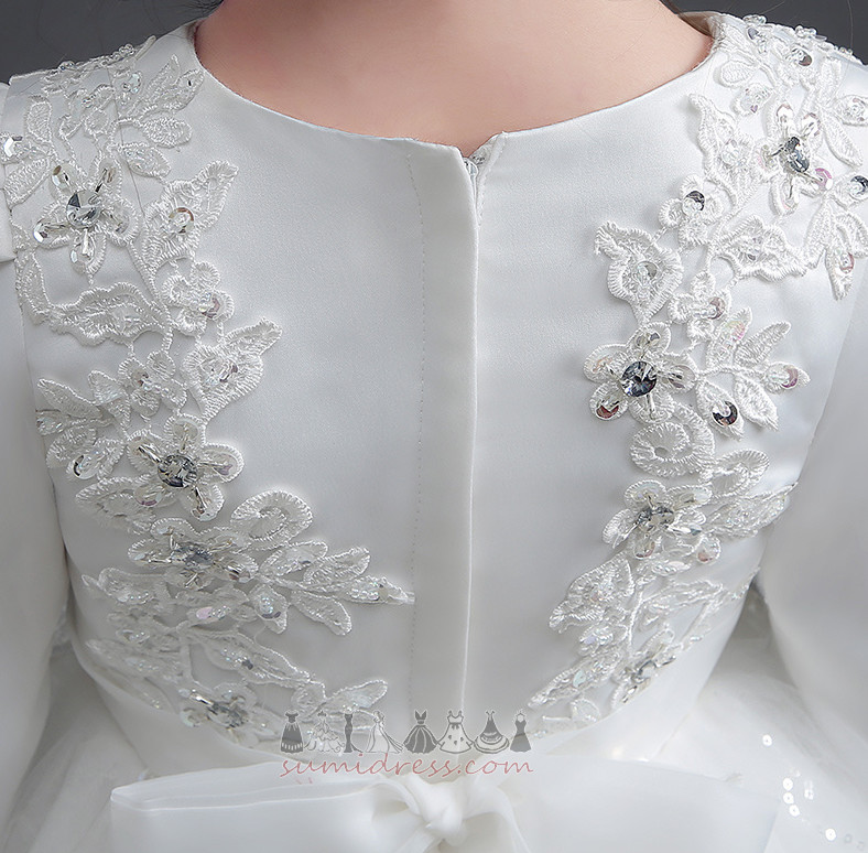 Причастия платье тюль Long sleeves формальный Акцентированные лук Лук свадьба