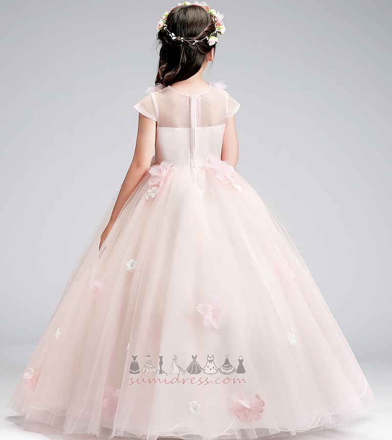 Причастия платье тюль Роз украшение Природные Талия Молния вверх A-линия средний