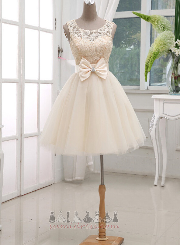 Princess Bow Natural Waist Scoop Medium Simple Bridesmaid Dress
