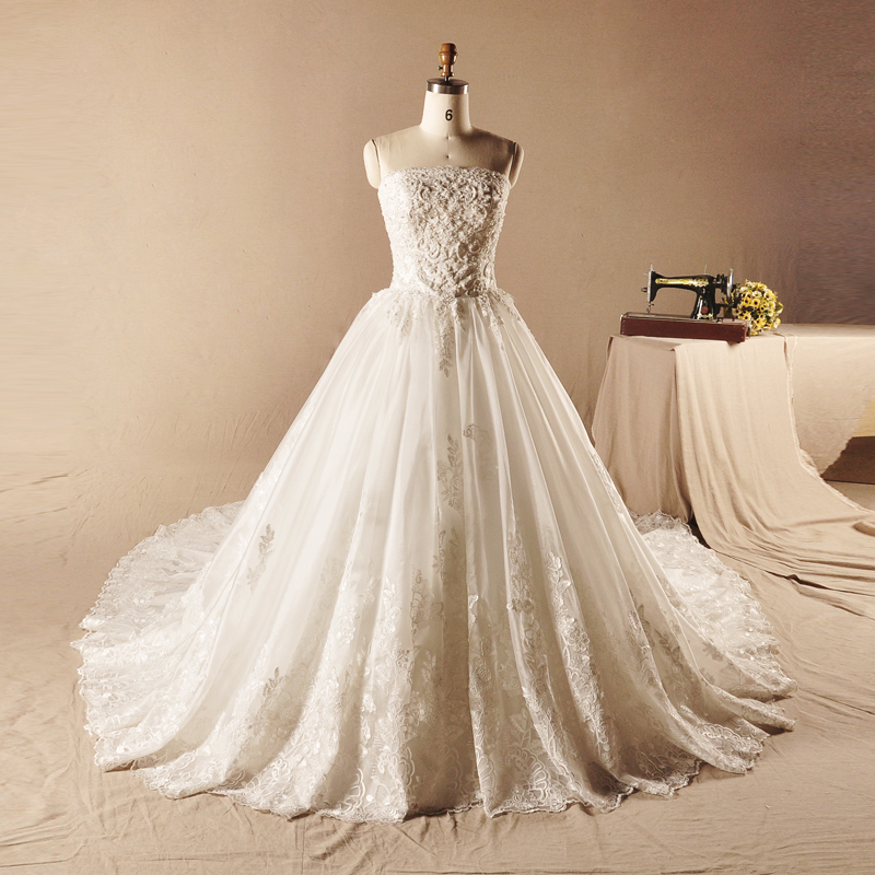 Princess Lace Beading Cathedral Train Medium Sleeveless Wedding Dress