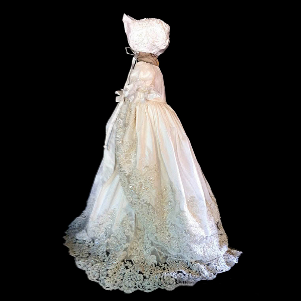 Prinsesse Høy dekning Middels Juvelen krage Lantern ermet Natural Midje Blomst jente kjole,Blomst jente kjole