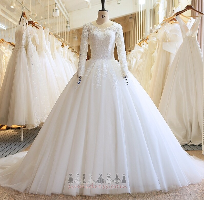 Prírodné pása Jar Dlhé Čipkou Overlay Kostol Satén Svadobné šaty