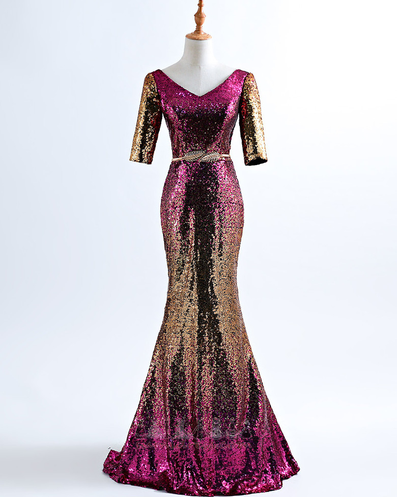Prirodne struka Sequined steznik Zvjezdani Kat Duljina Ljeto Crta Maturalne haljina
