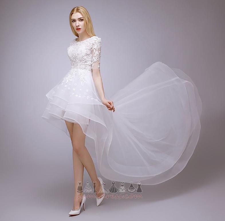 природні Талія багатошарової асиметричний літо перли атлас Весільна сукня