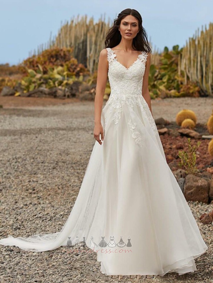природні Талія Довго безрукавний драпіровані середа розгортки поїзд Весільна сукня