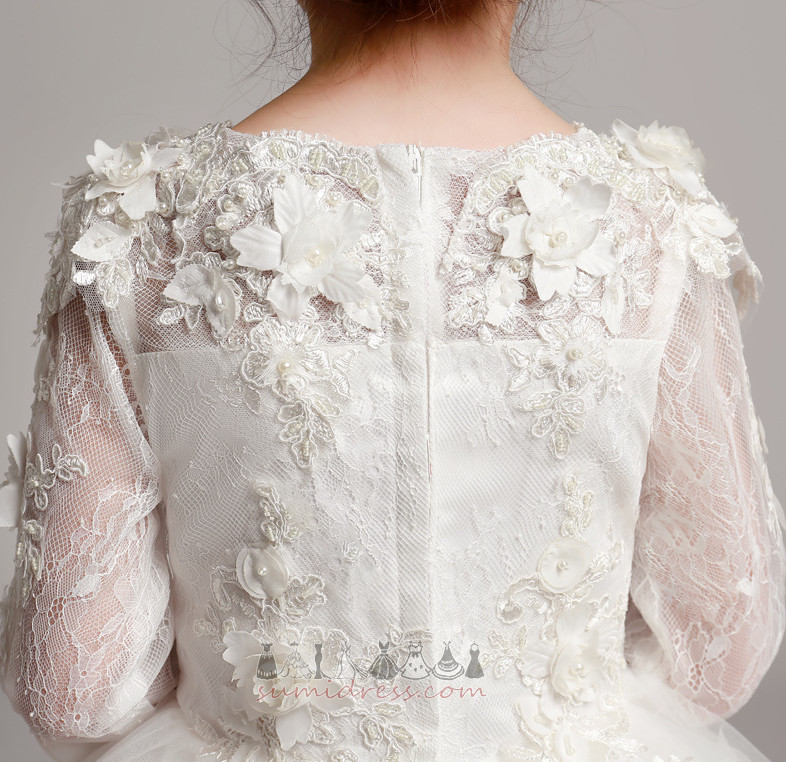 Πρώτη κοινωνία φόρεμα Δαντέλα Αστράγαλο Μήκος Μέσον Φυσικό Κόσμημα Φερμουάρ επάνω
