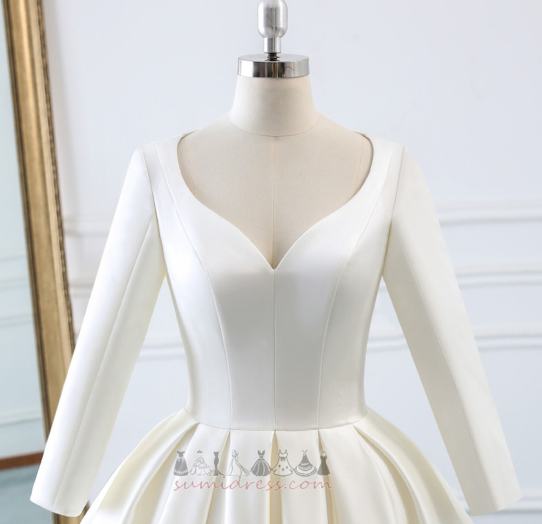 Puoštas Satino Ilgomis rankovėmis Prabangus Lauko Linija Vestuvinės suknelė