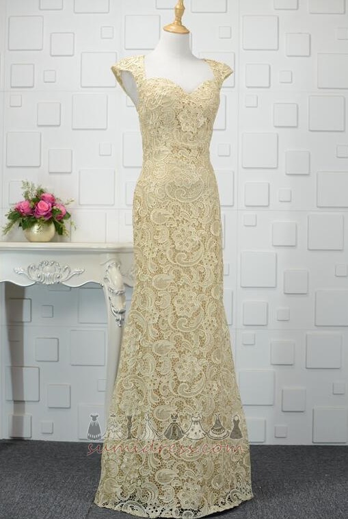 Queen Anne Ankle Length Capped Sleeves Natural Waist Lace Ball Evening gown