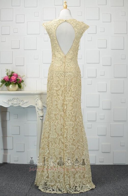 Queen Anne Ankle Length Capped Sleeves Natural Waist Lace Ball Evening gown