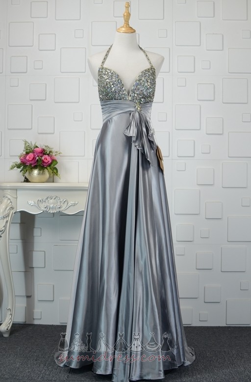 Rectangle Natural Waist Accented Bow A-Line Elastic Satin Backless Evening Dress