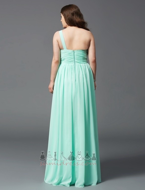 Rectangle Pleated Bodice Zipper Up Sleeveless A Line One Shoulder Evening Dress