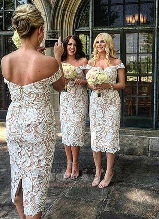 Reißverschluss Gekappte Ärmel Etui Schulterfrei Elegante Sommer Brautjungfernkleid