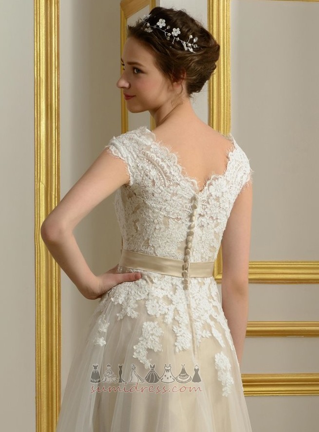 Rits Kant A-Lijn Medium Illusie Natuurlijk Bruid jurk