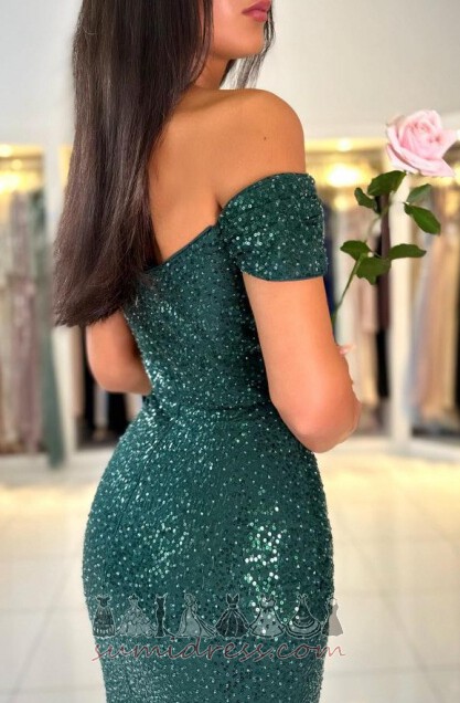 Robe de Cocktail Au Drapée Épaule Dégagée Printemps Manche Courte Fourreau Mancheron