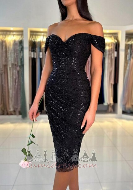 Robe de Cocktail Au Drapée Épaule Dégagée Printemps Manche Courte Fourreau Mancheron