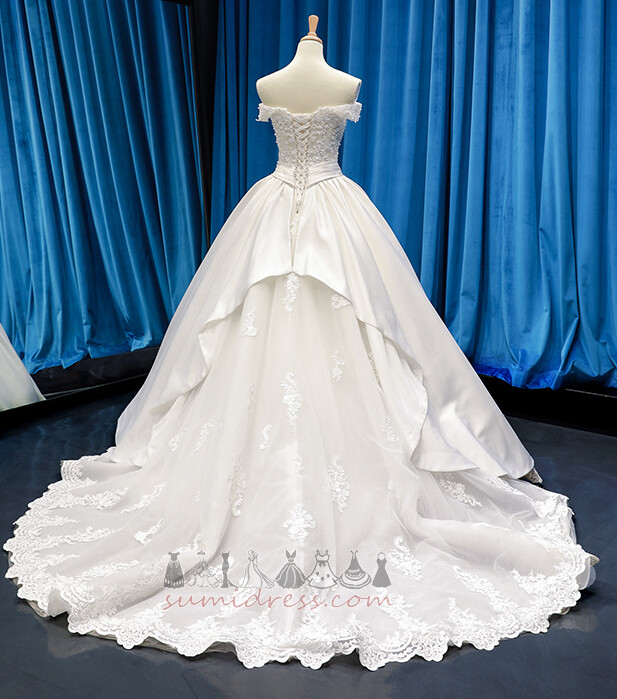 Robe de mariée Appliques Col en V Foncé Naturel Lacets Dolman Sleeves Salle Intérieure