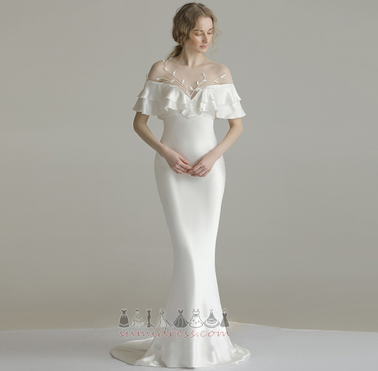 Robe de mariée En Plein Air Longue Médium Trou De Serrure Épaule Dégagée Traîne Courte
