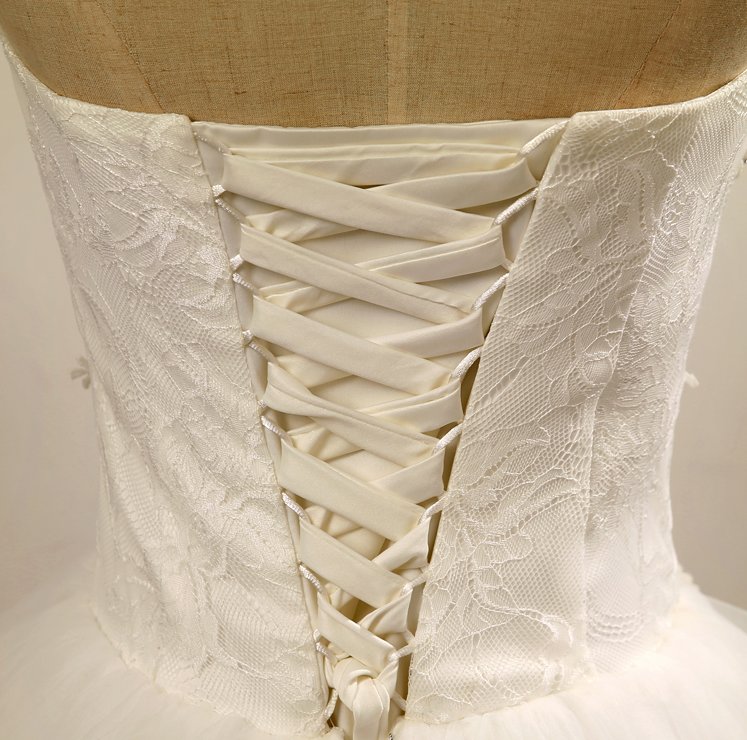 Robe de mariée Sans Manches Organza Sans Bretelles Appliques Fermeture éclair