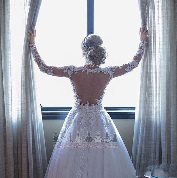 Robe de Mariée Satin Perlage Longue Elégant Manche Longue Col en V Foncé