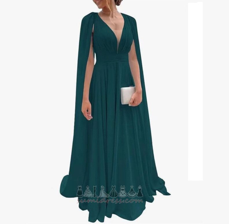 Robe de Soirée A-ligne Traîne Courte Au Drapée Chaîne Naturel Col en V