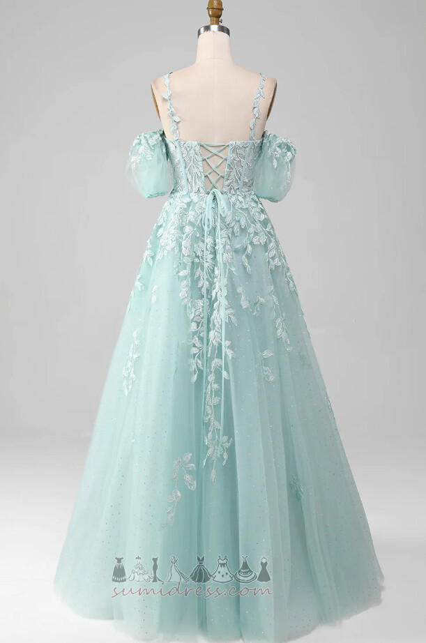 Robe de Soirée Menue Voile Lacets Au Drapée Longue Épaule Dégagée