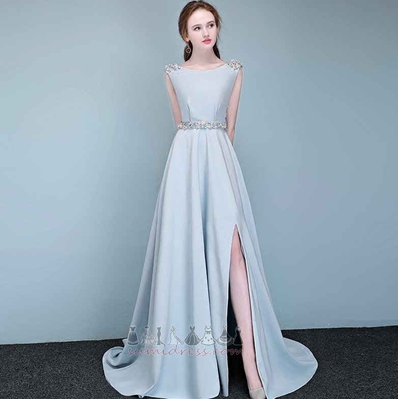 Rochie de bal Marime mare Banchet Cădea Fermoar în sus Satin Curea cu margele