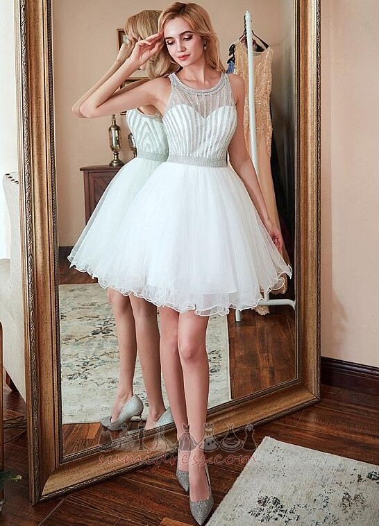 Rochie de cocktail Tul Corsetul cu bijuterii Primăvară Curea cu margele Drapat Talie naturale