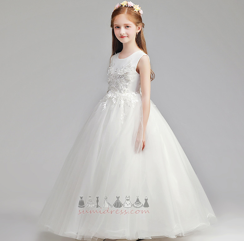 Rochie de fată floare Bijuterie Satin Lungime de glezna Fermoar în sus Conservatie
