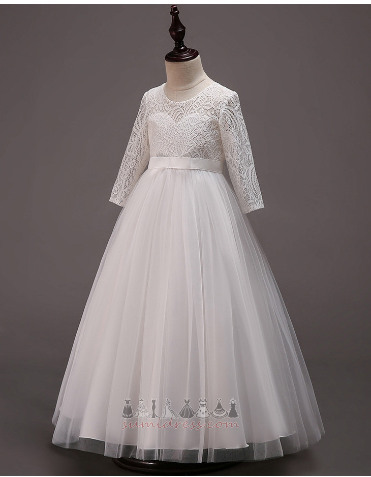 Rochie de fată floare Lungime de glezna Mâneci lungi Tul Fermoar în sus Formale Leagăn
