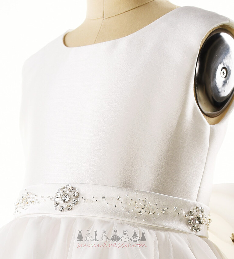 Rochie de fată floare Mediu Fără mâneci Arc Satin Lungime de glezna Arc accentuată