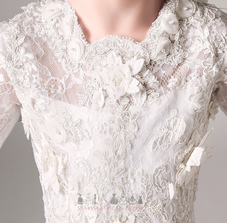 Rochie de fată floare Mijlociu Lungime de glezna Bijuterie Flori Rozetă accentuată